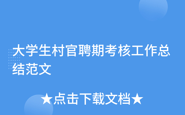 大开云kaiyun(中国)生村官聘期考核工作总结范文