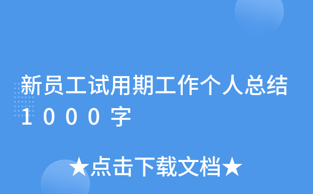 新员工试用期工作个人总结1000字
