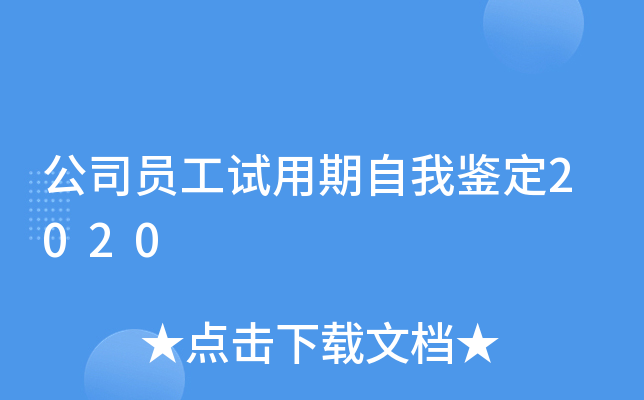 公司员工试用期自我鉴定2020